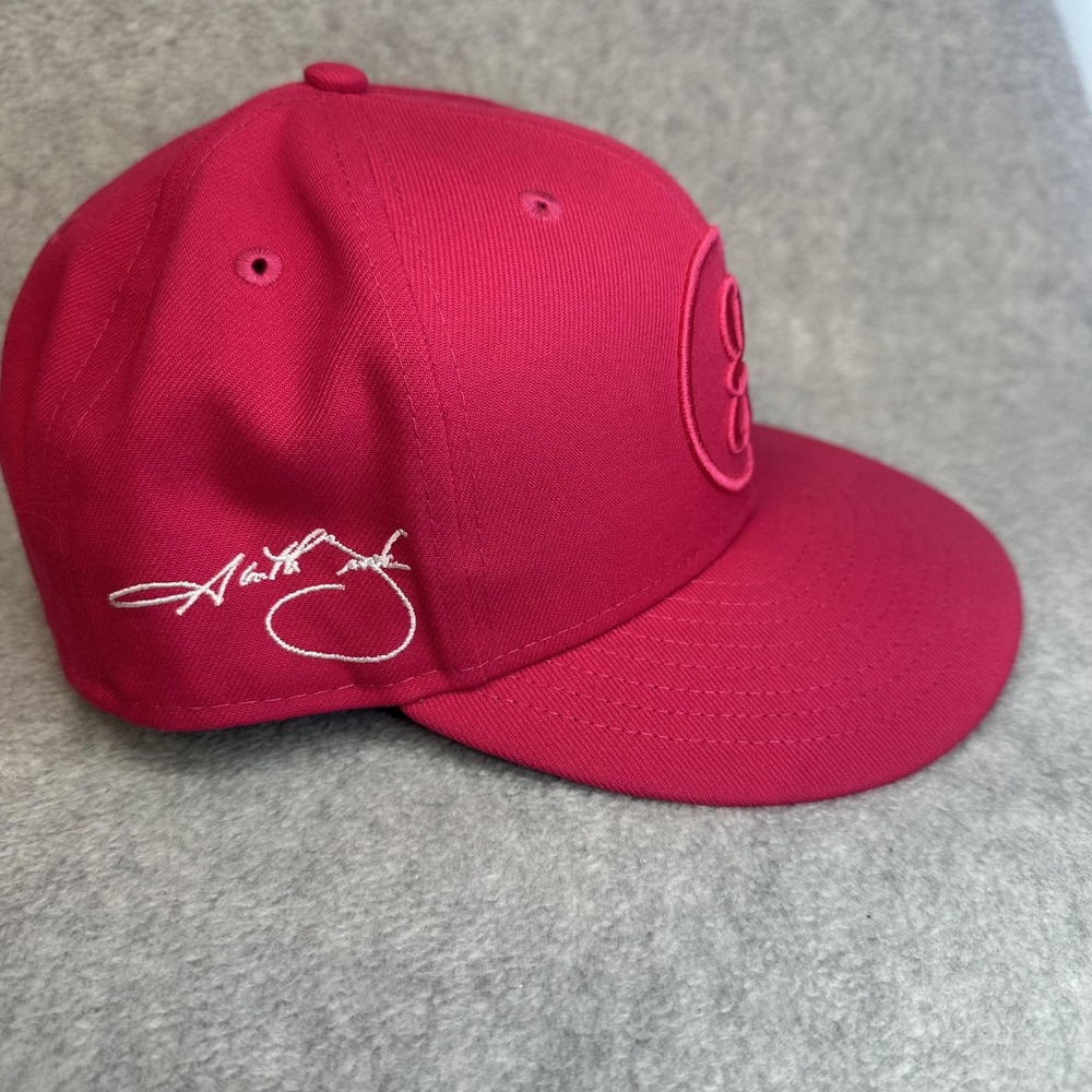 New Era Hat Cap Snap Back Mens One Size Pink G Logo 9FIFTY Embroidered Flat Bill - Picture 3 of 11
